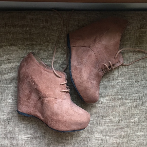 Faux-Suede Lace-Up Booties - Picture 3 of 4